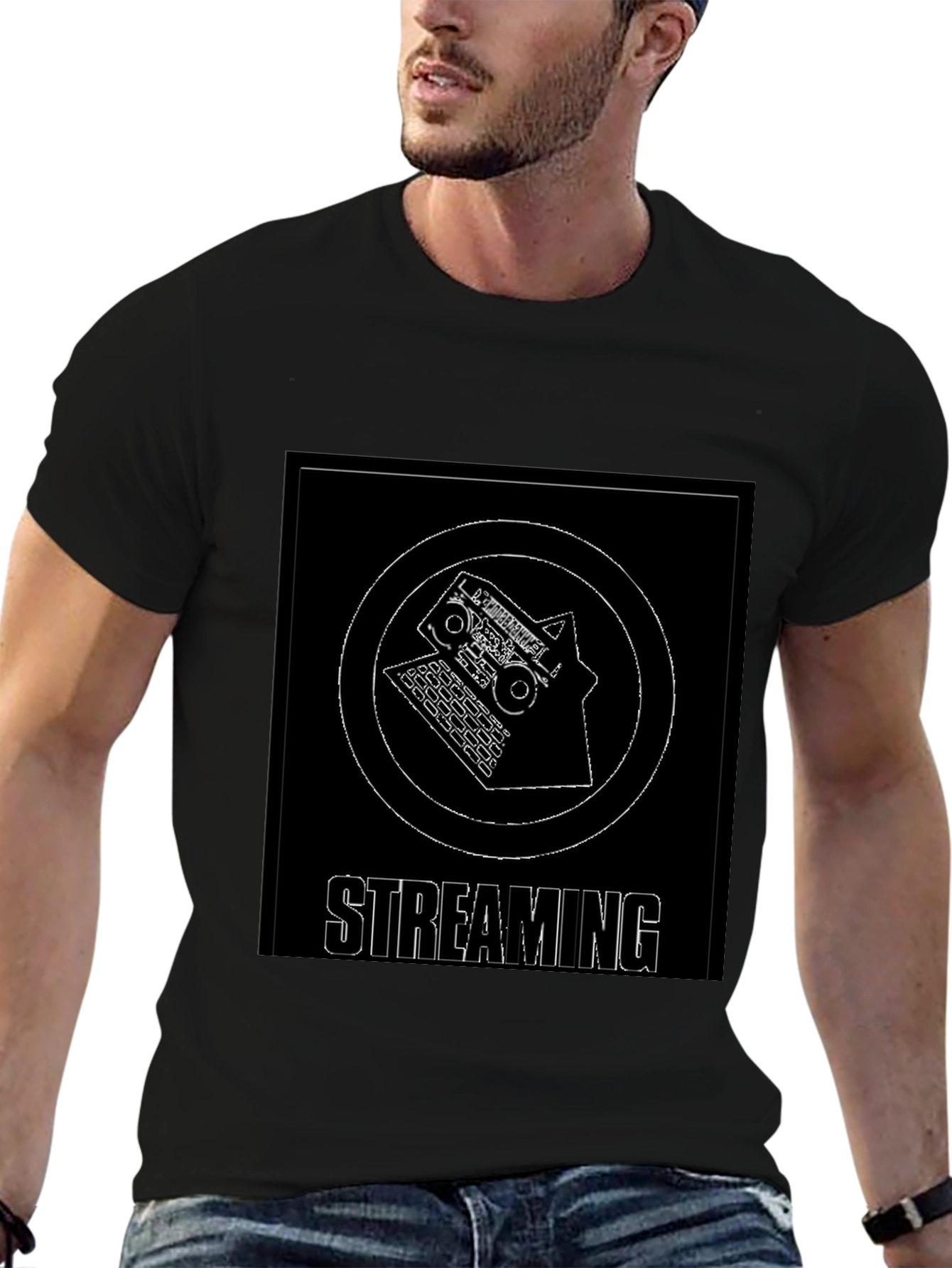 Streaming Graphic T-Shirt - Black Cotton Blend