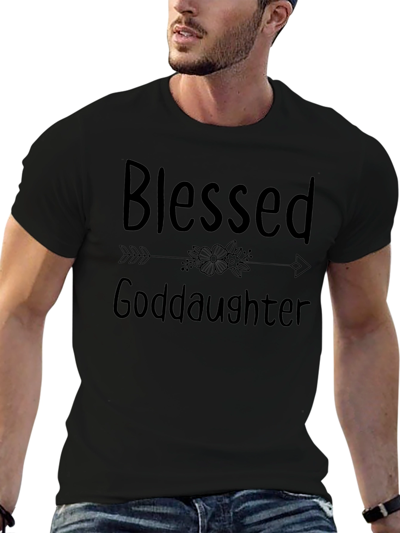 Blessed Goddaughter Graphic Tee - Black
