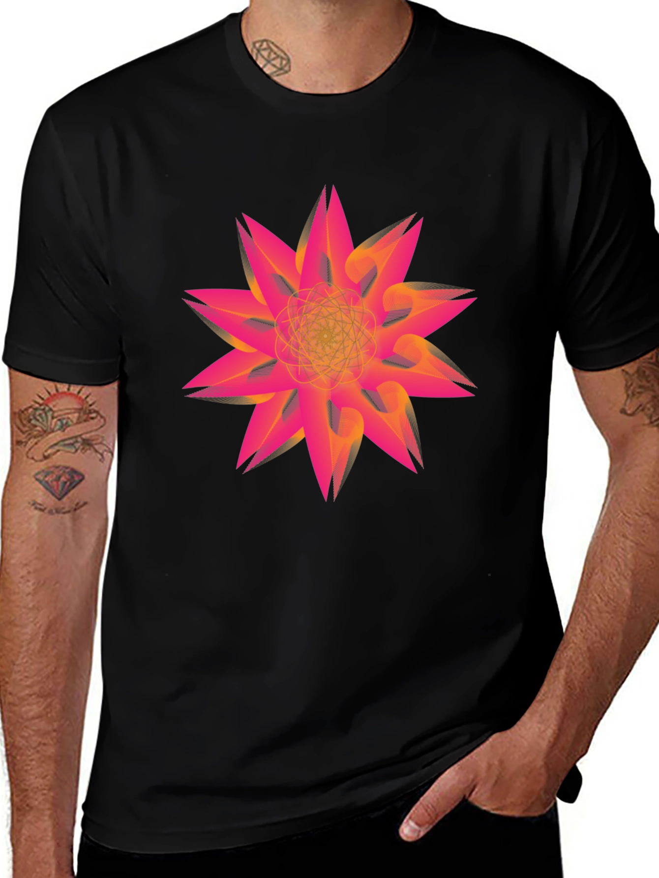 Abstract Geometric Flower Graphic Print Tee
