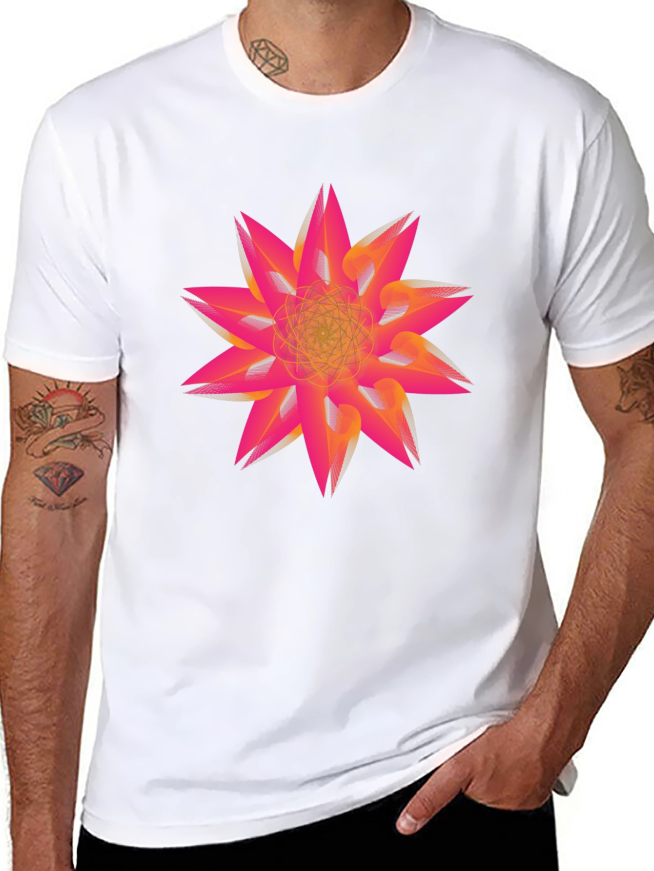 Abstract Geometric Flower Graphic Print Tee