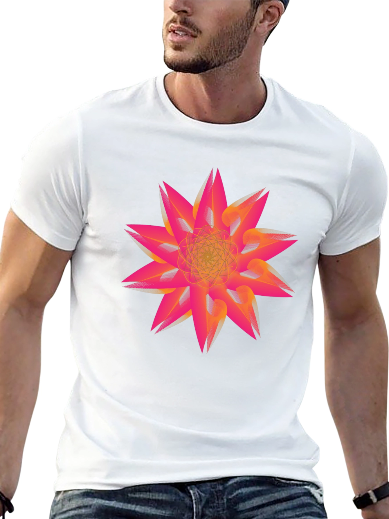 Abstract Geometric Flower Graphic Print Tee