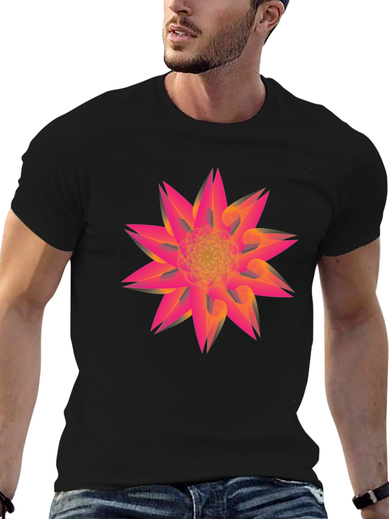 Abstract Geometric Flower Graphic Print Tee