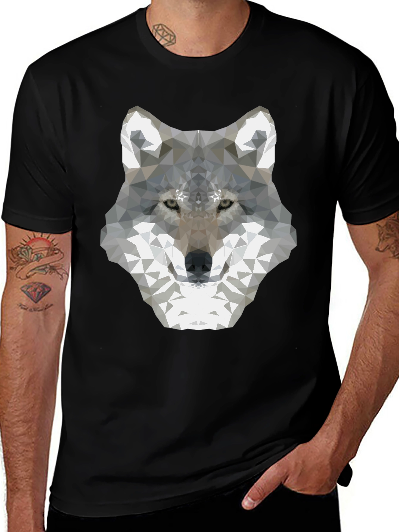 Geometric Wolf Graphic Tee - Modern Style