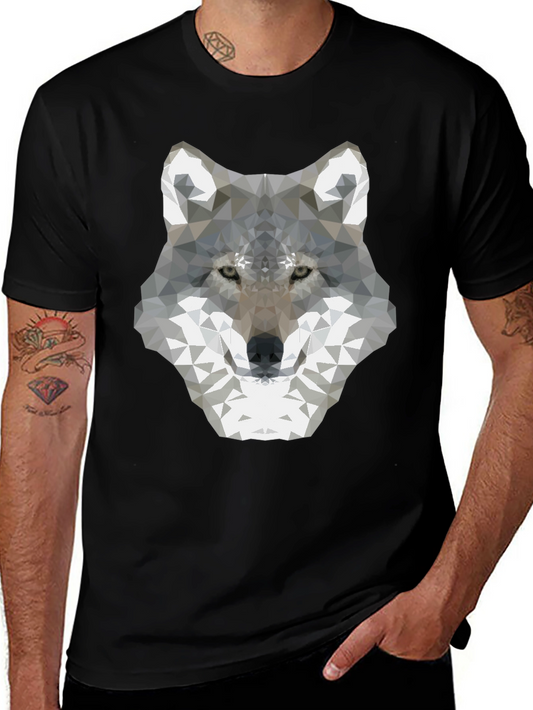Geometric Wolf Graphic Tee - Modern Style