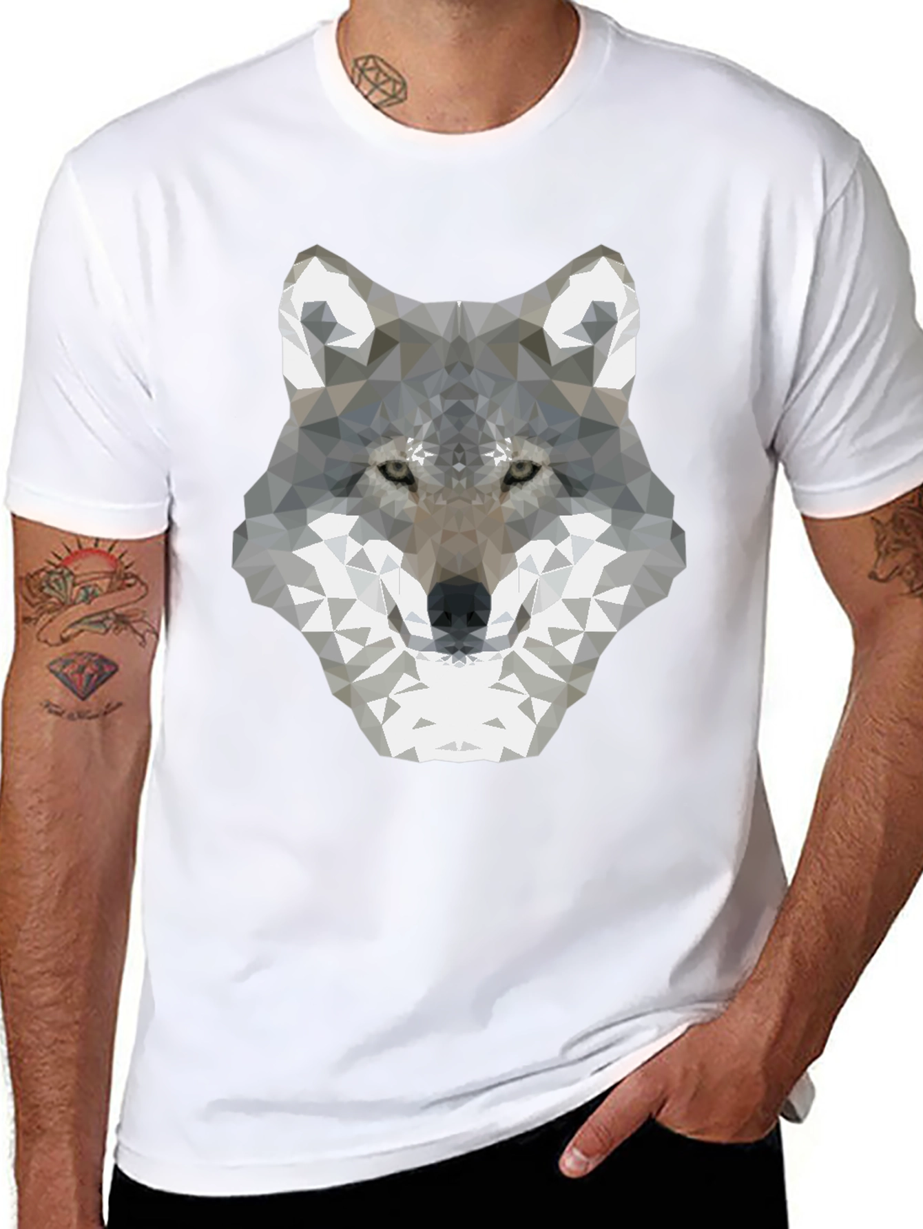 Geometric Wolf Graphic Tee - Modern Style