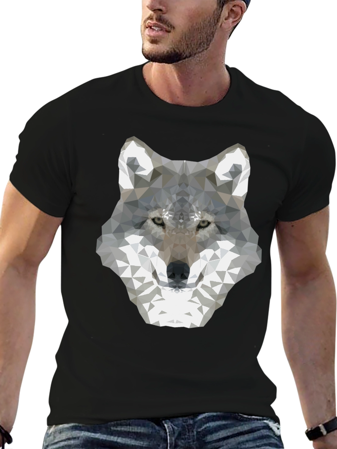 Geometric Wolf Graphic Tee - Modern Style