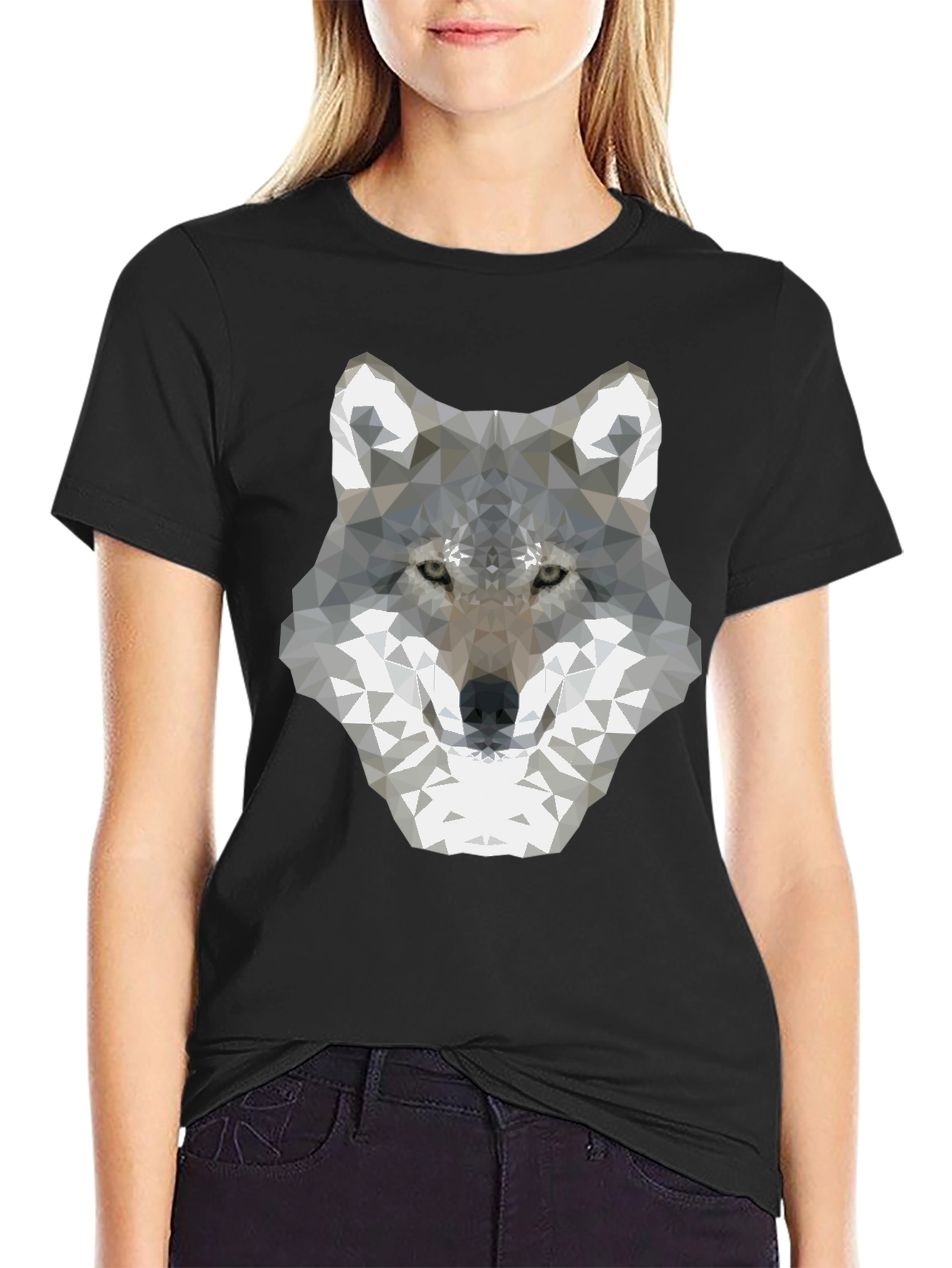 Geometric Wolf Graphic Tee - Modern Style