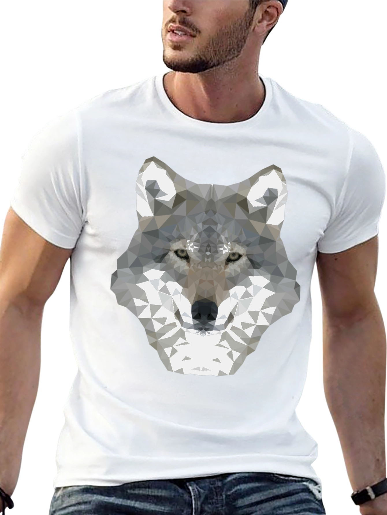 Geometric Wolf Graphic Tee - Modern Style