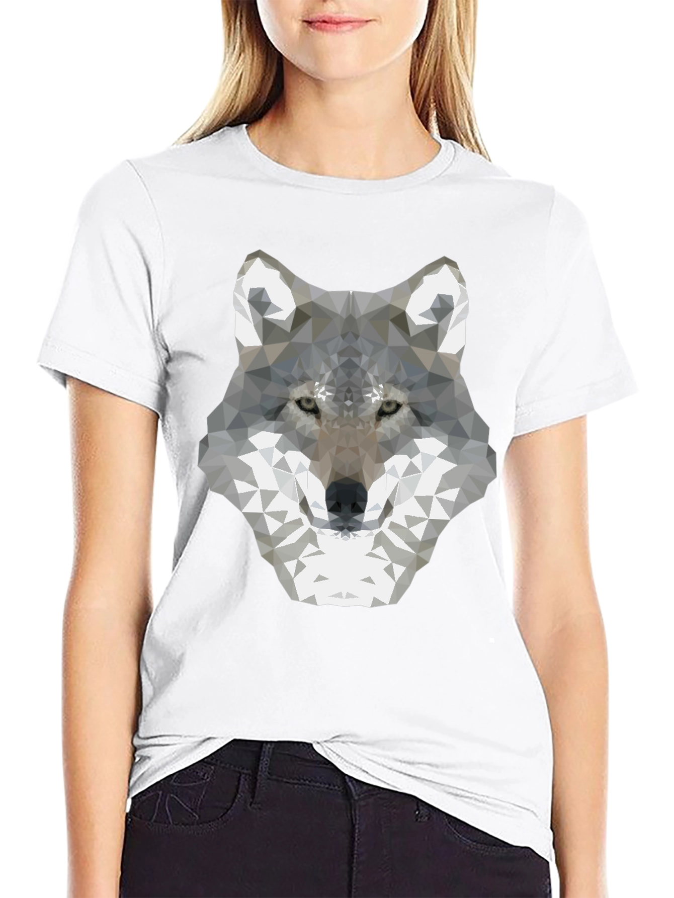 Geometric Wolf Graphic Tee - Modern Style