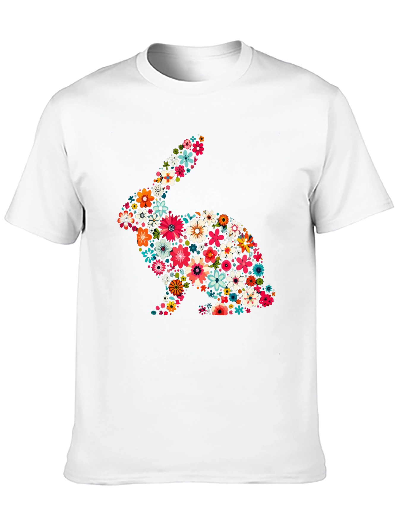 Floral Rabbit Graphic Tee - Cute Easter Shirt