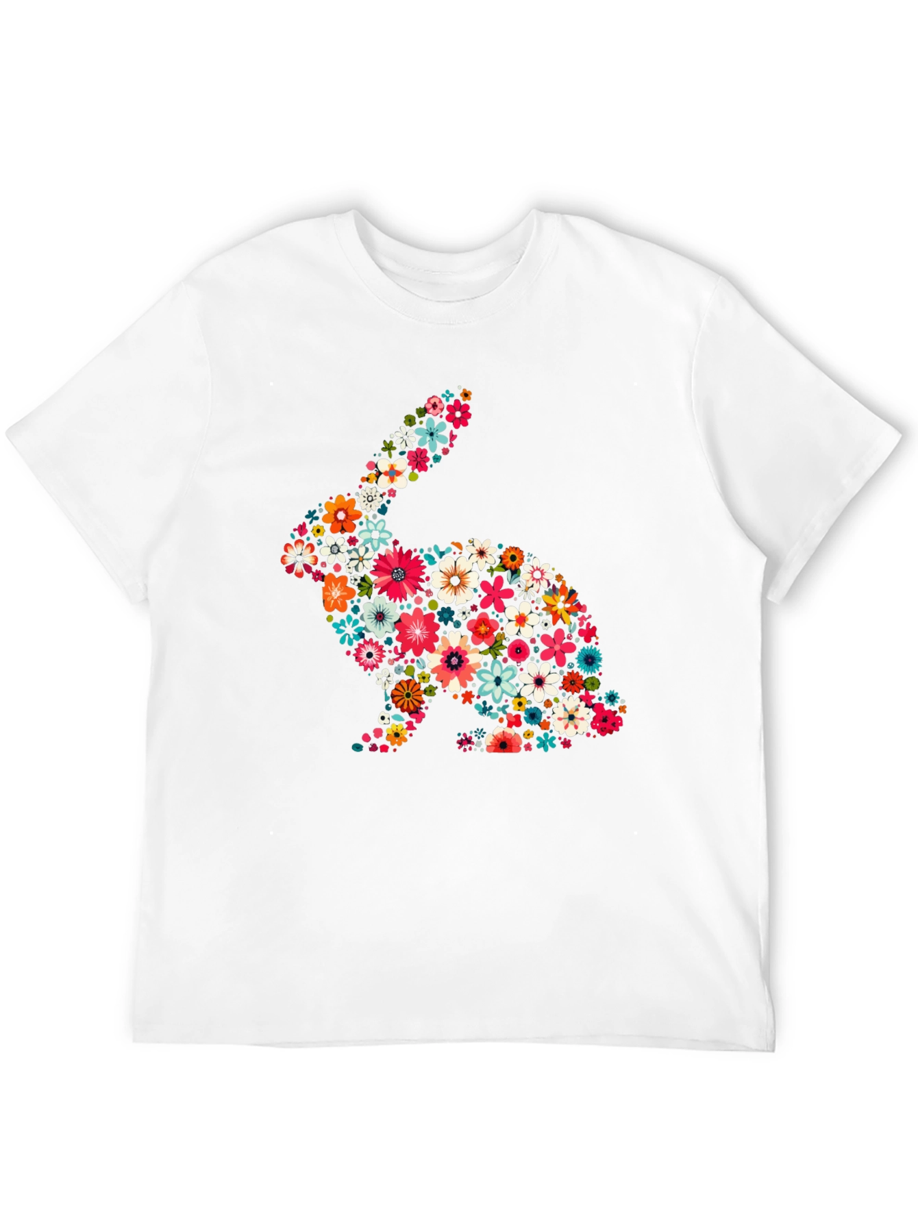 Floral Rabbit Graphic Tee - Cute Easter Shirt