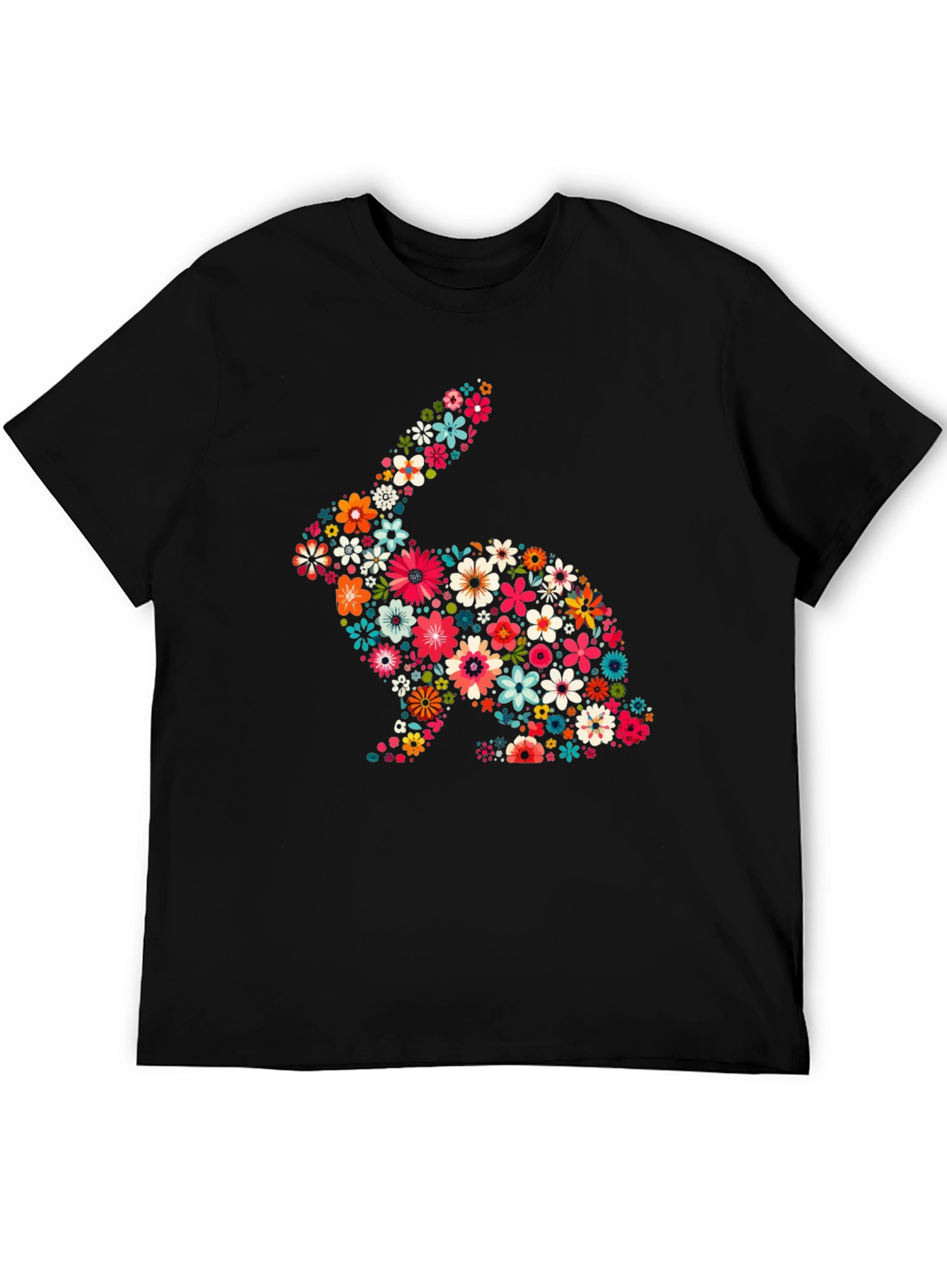 Floral Rabbit Graphic Tee - Cute Easter Shirt