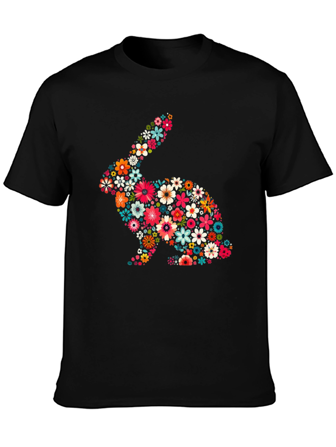 Floral Rabbit Graphic Tee - Cute Easter Shirt
