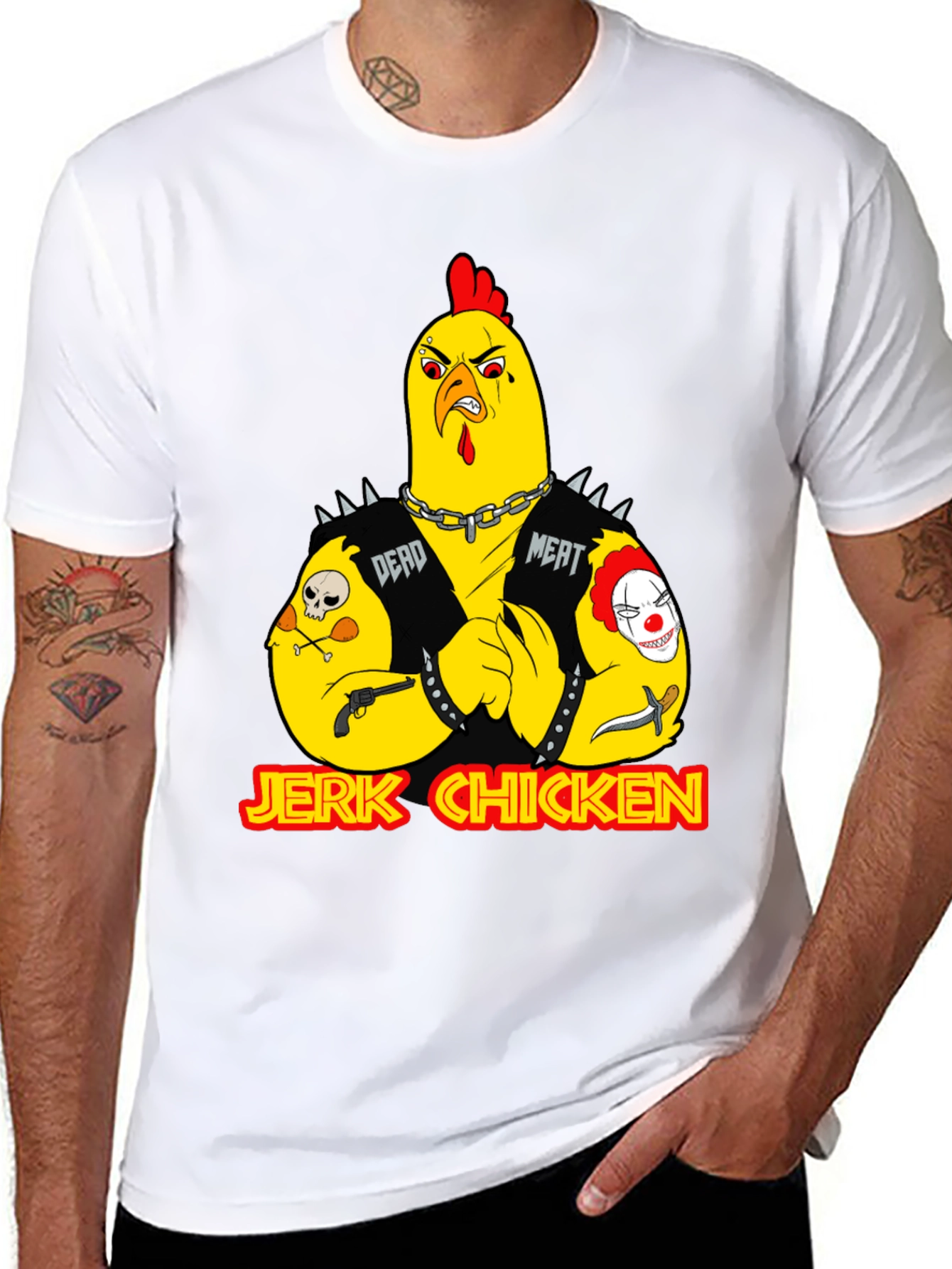 Jerk Chicken Graphic Tee - Edgy Cartoon Design