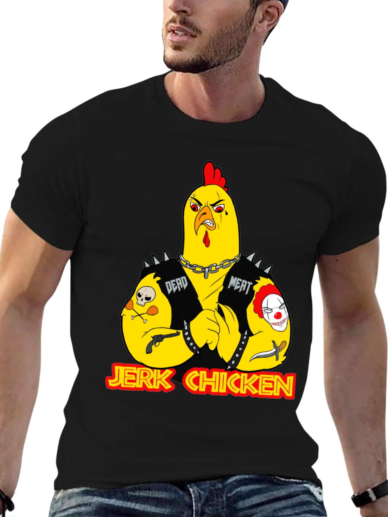 Jerk Chicken Graphic Tee - Edgy Cartoon Design