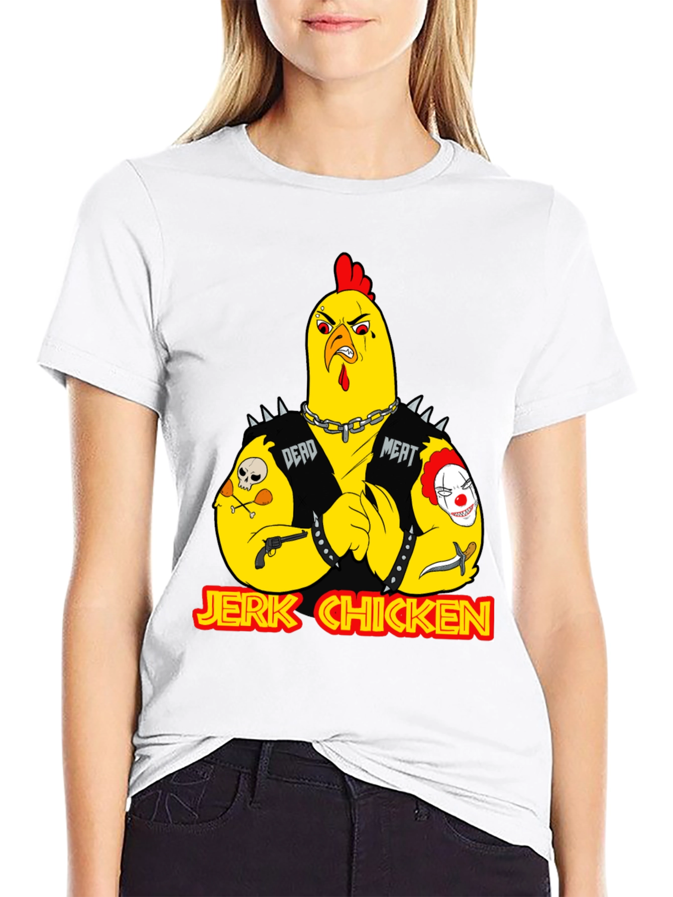 Jerk Chicken Graphic Tee - Edgy Cartoon Design