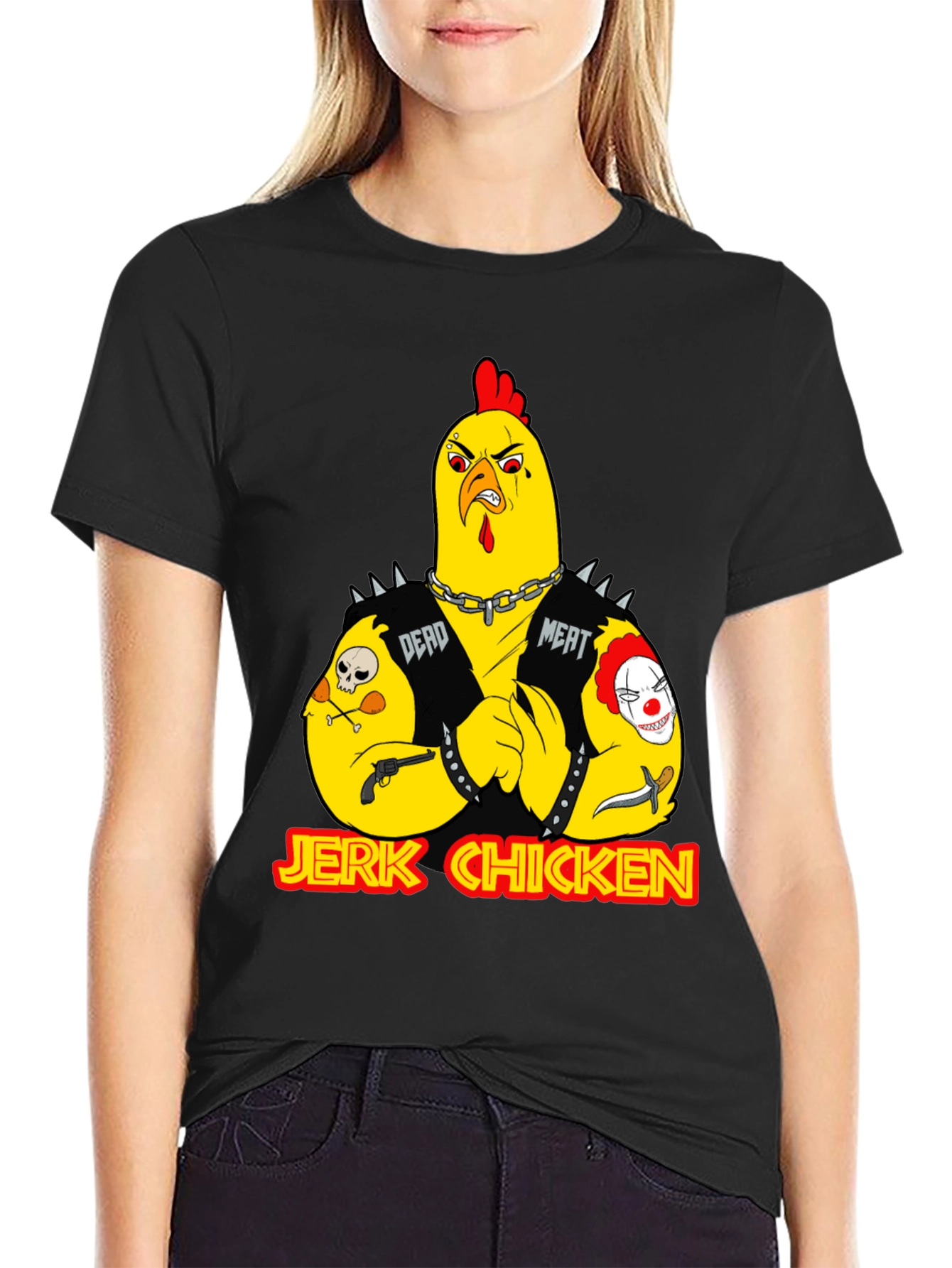 Jerk Chicken Graphic Tee - Edgy Cartoon Design