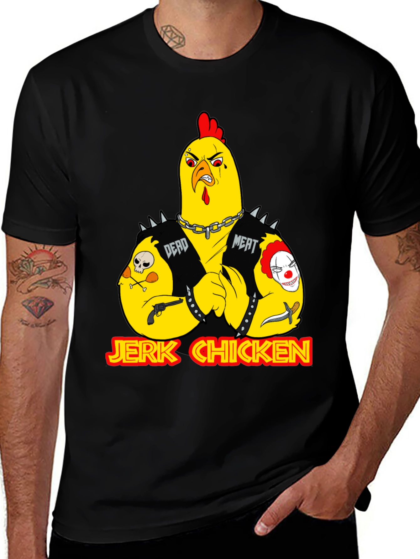 Jerk Chicken Graphic Tee - Edgy Cartoon Design