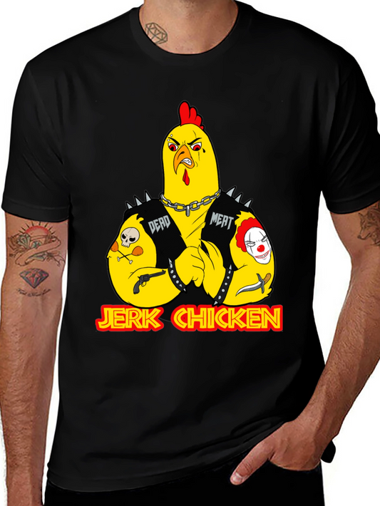 Jerk Chicken Graphic Tee - Edgy Cartoon Design