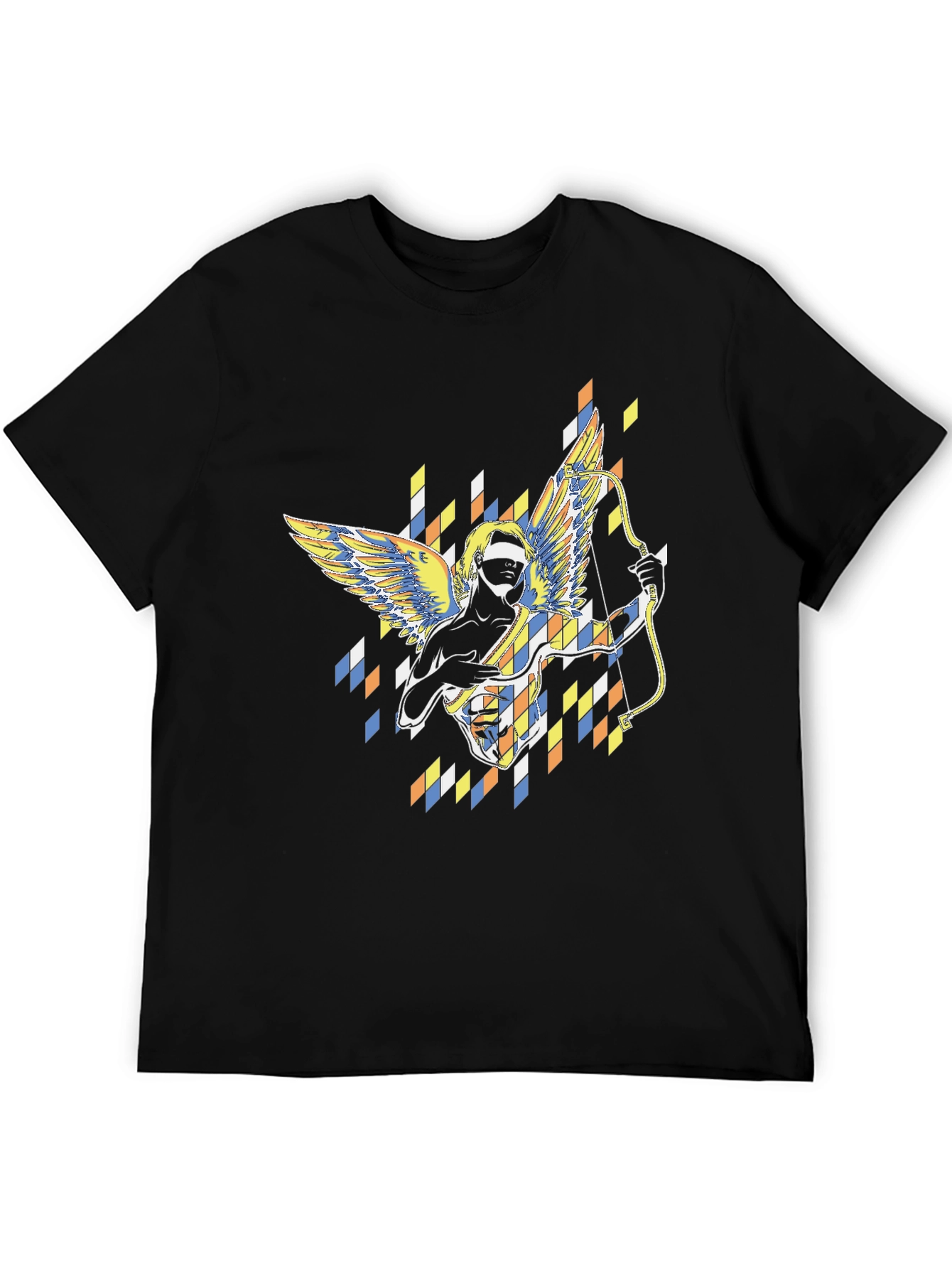 Abstract Cupid Graphic Black T-Shirt