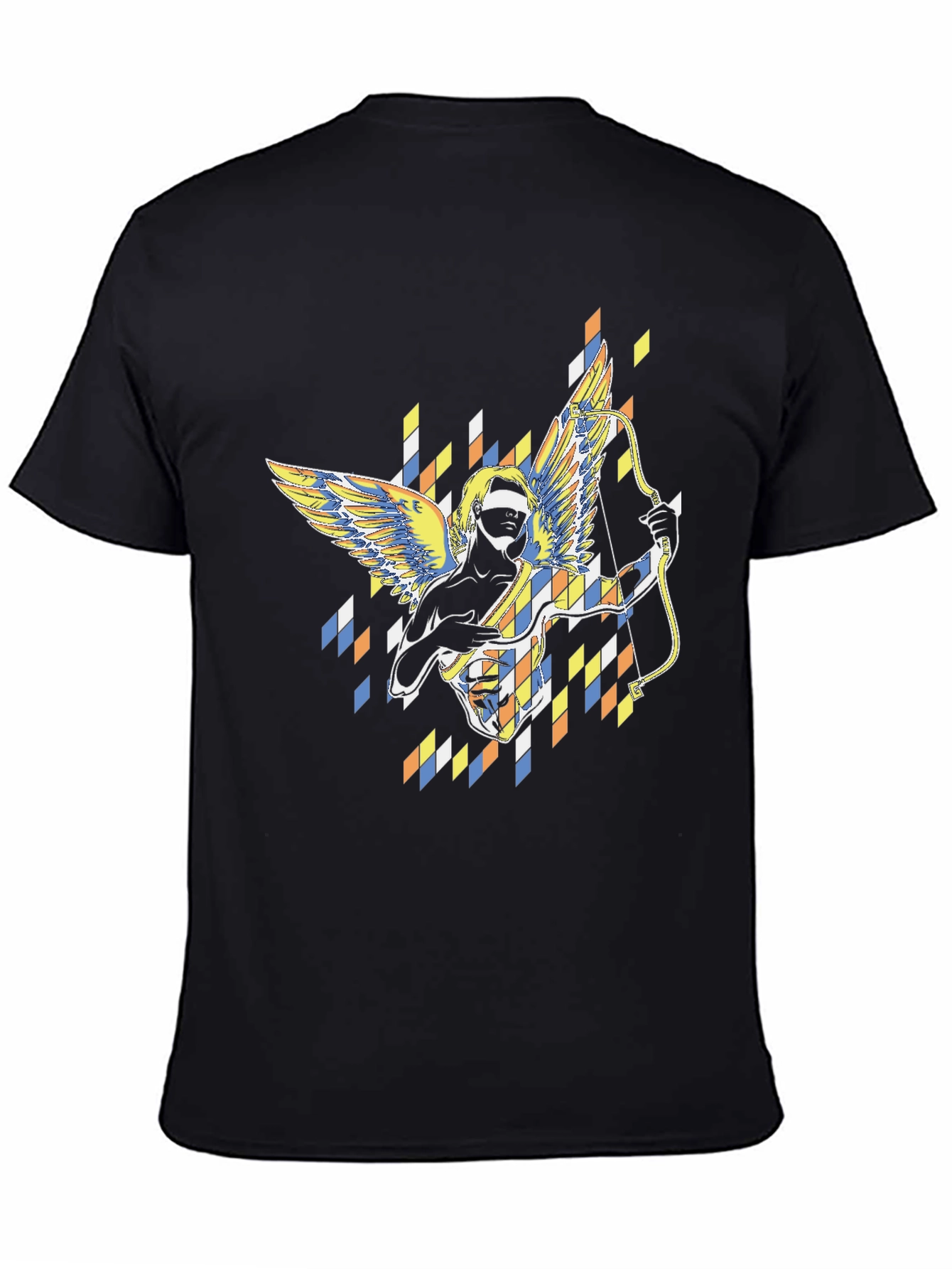 Abstract Cupid Graphic Black T-Shirt