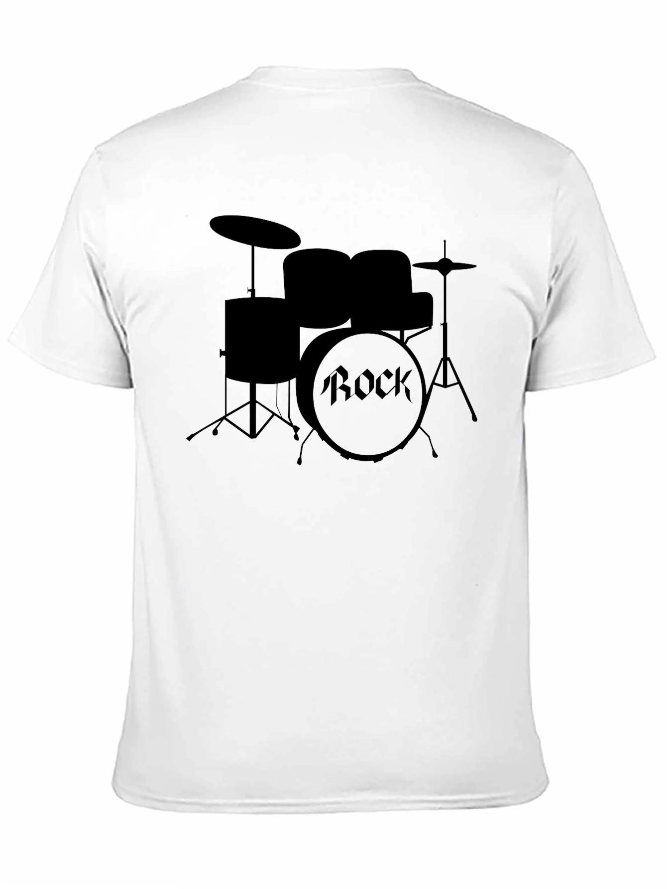 Rock Drum Set Graphic Tee - Black Cotton T-Shirt
