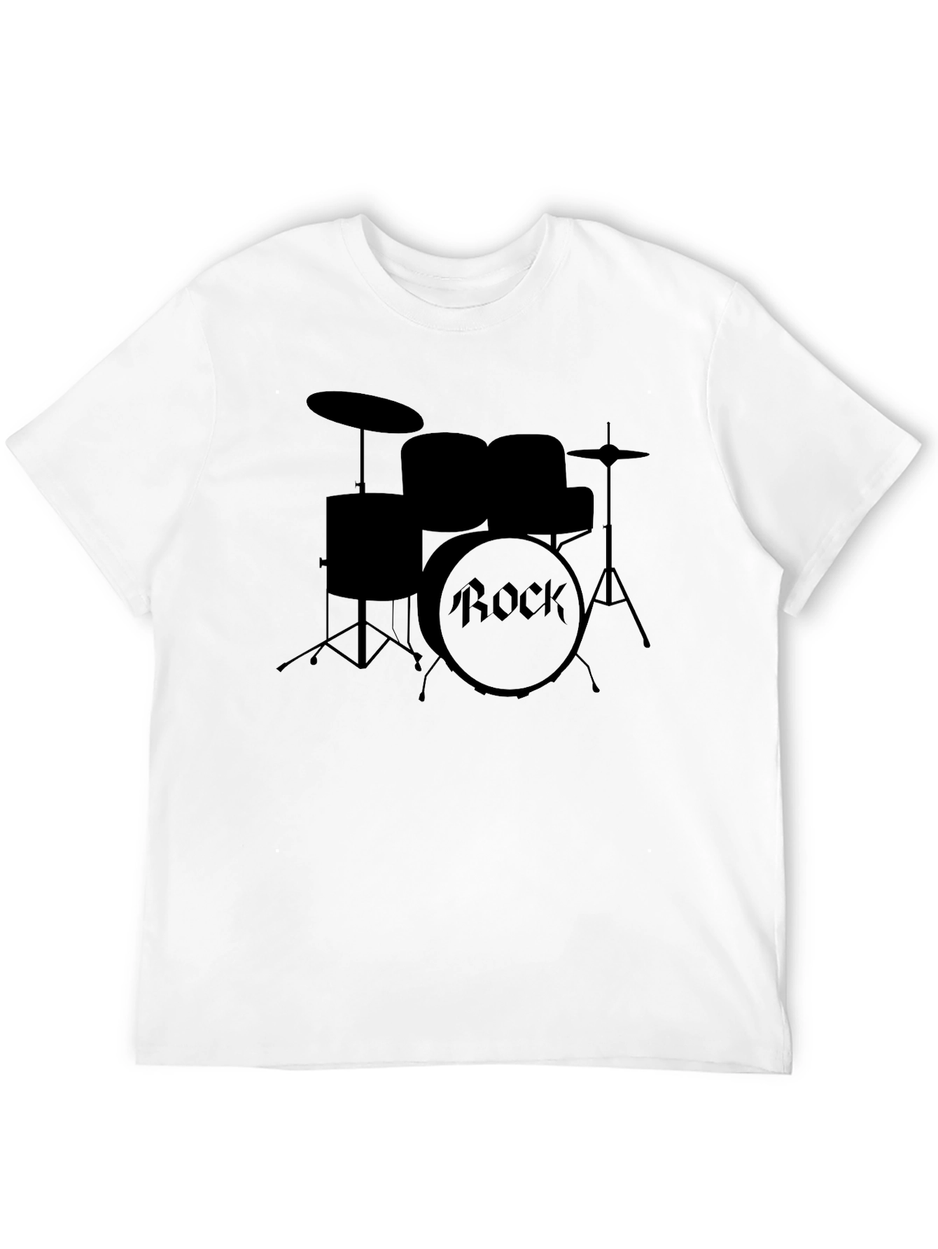 Rock Drum Set Graphic Tee - Black Cotton T-Shirt