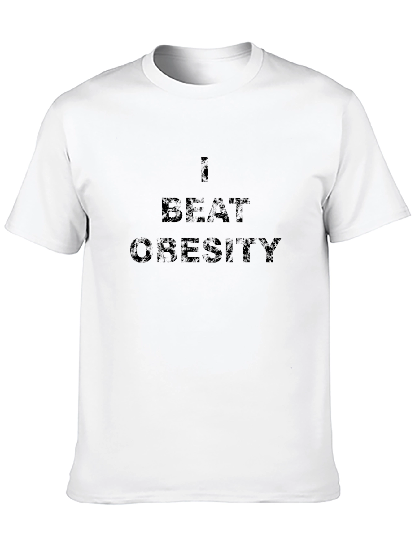 I Beat Obesity T-Shirt -  Mens Black Tee