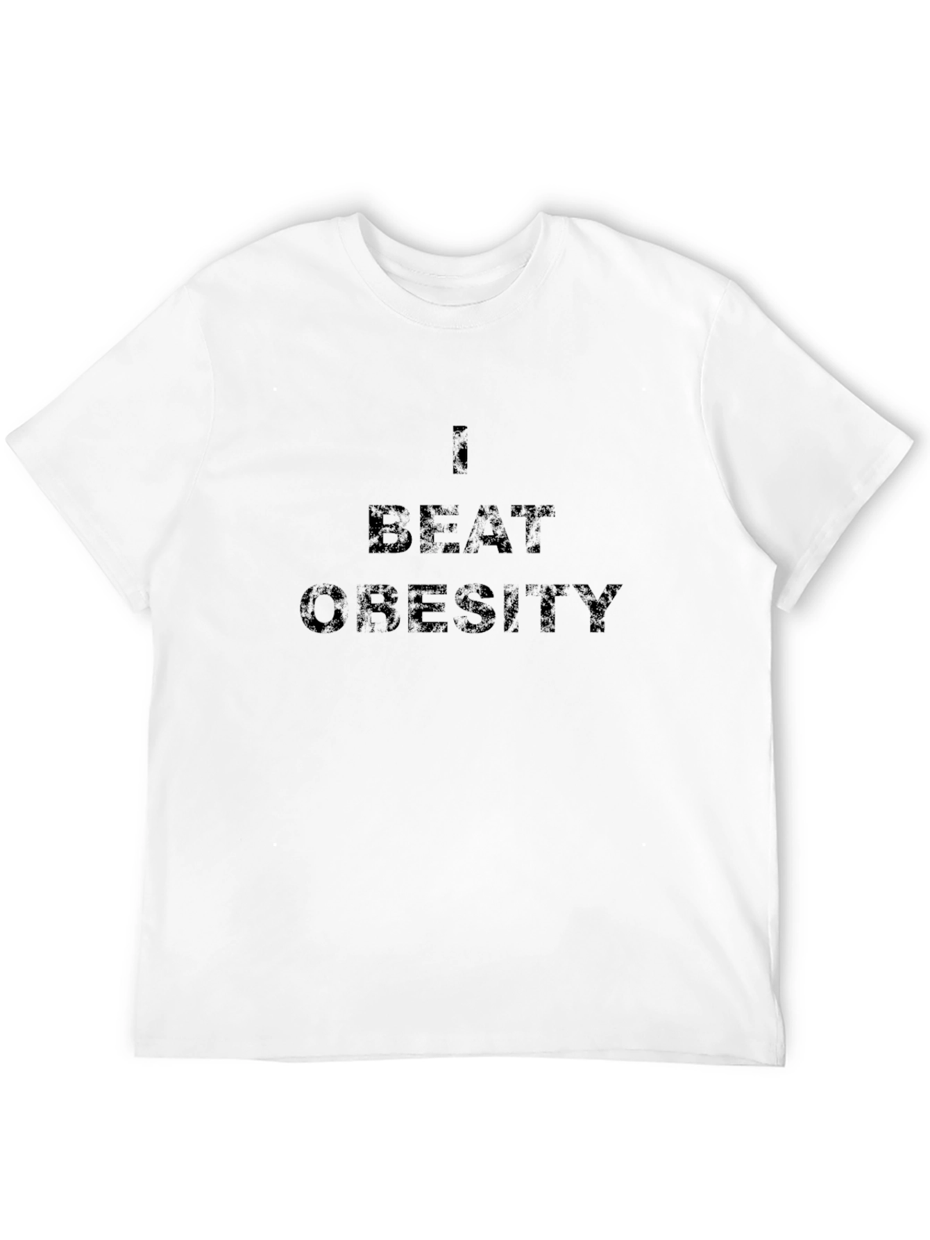 I Beat Obesity T-Shirt -  Mens Black Tee