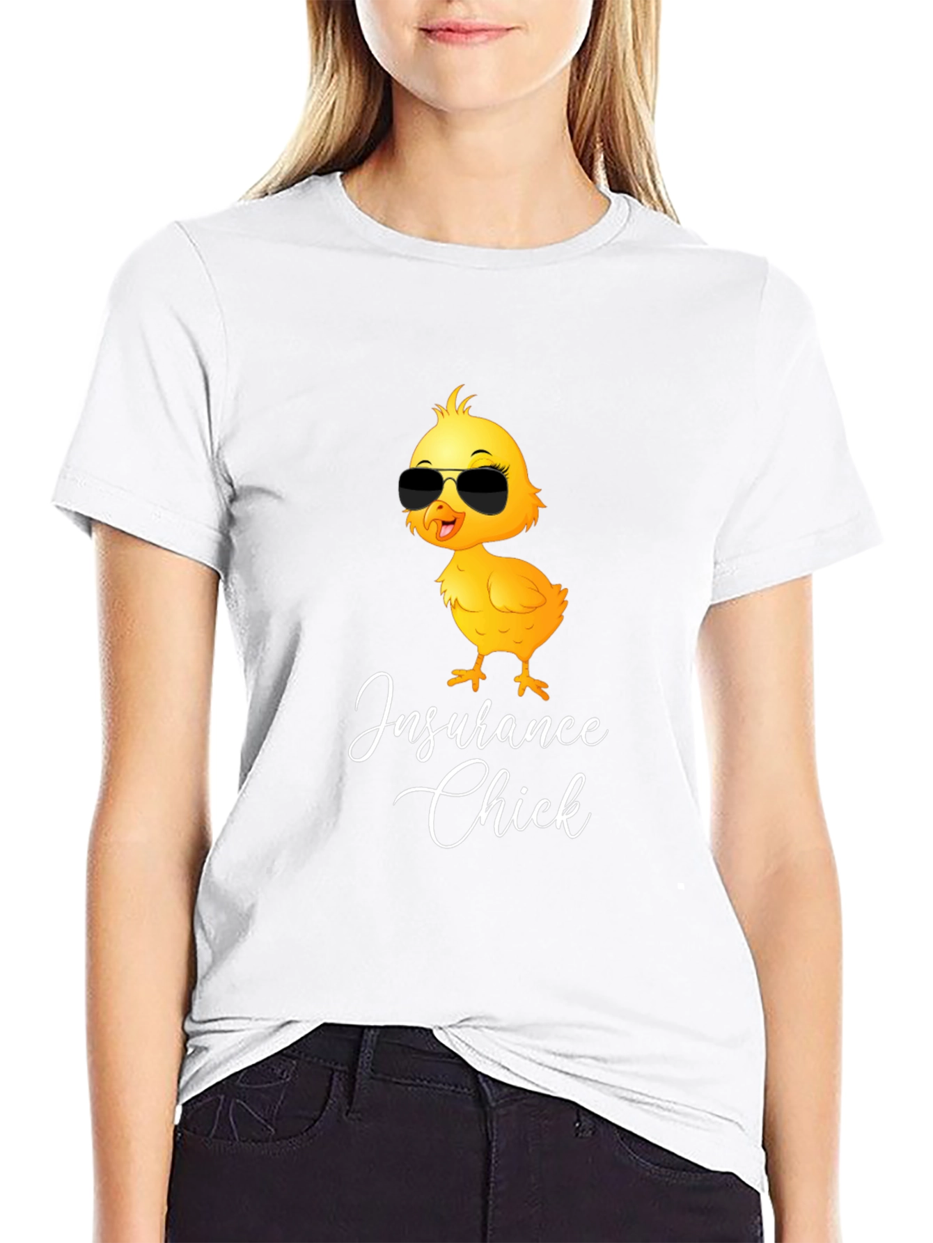 Insurance Chick T-Shirt - Cute Cartoon Chick in Shades