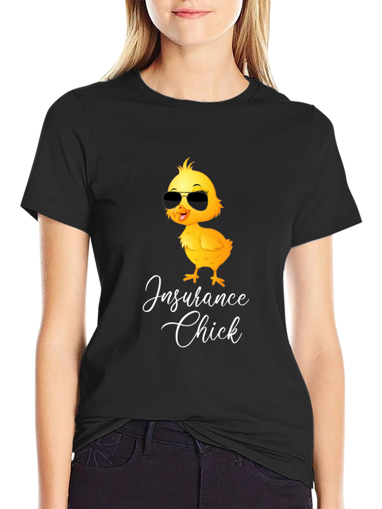 Insurance Chick T-Shirt - Cute Cartoon Chick in Shades