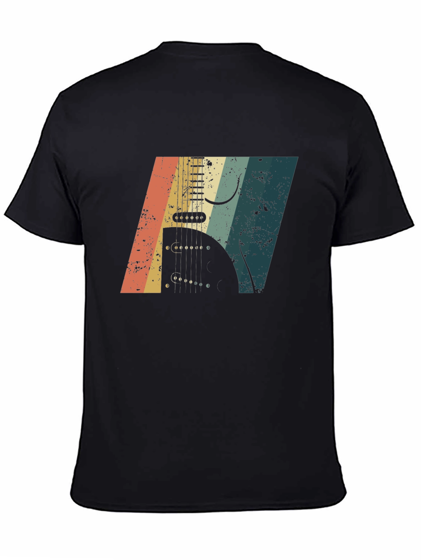 Retro Guitar Graphic Black T-Shirt