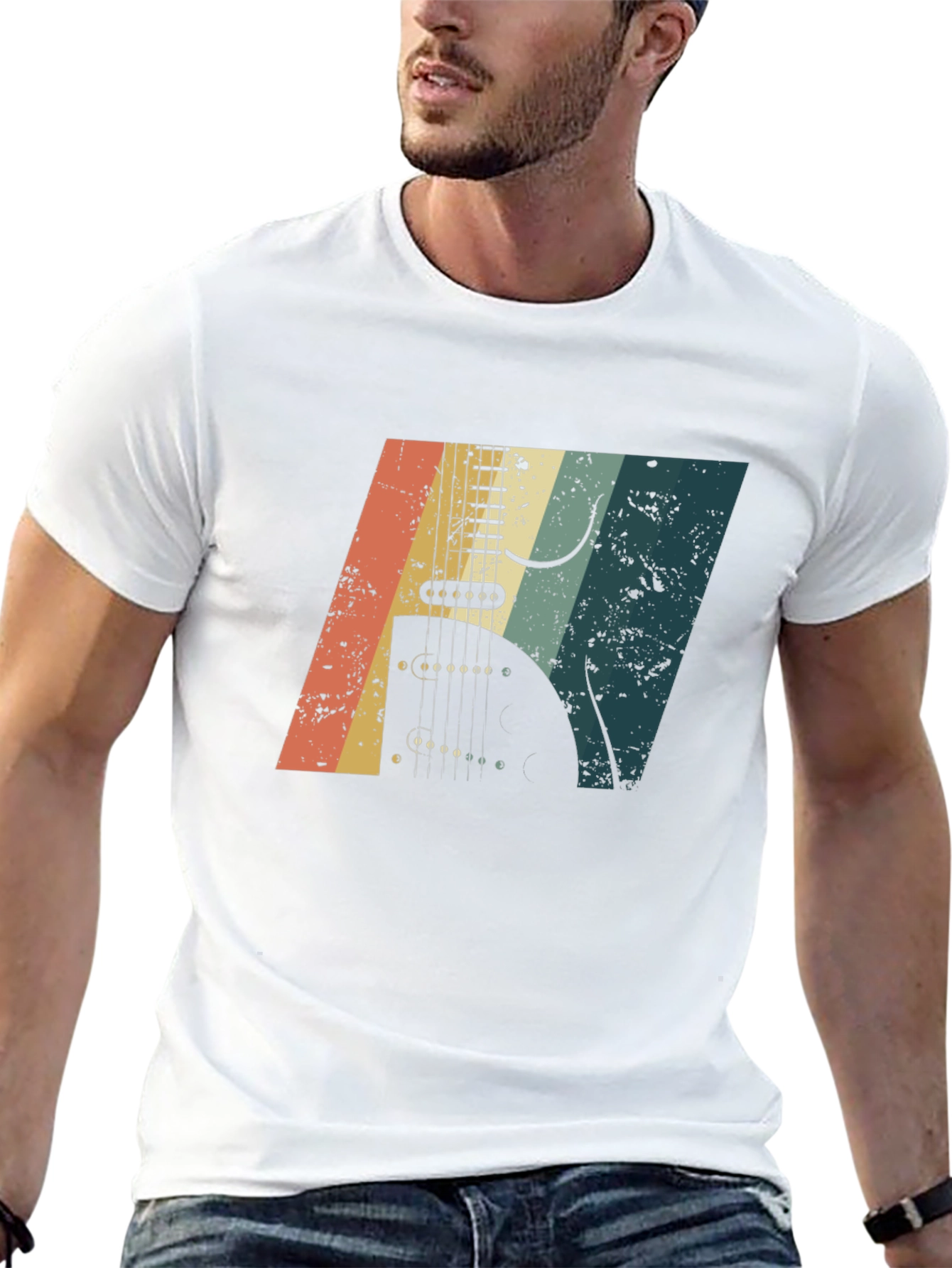 Retro Guitar Graphic Black T-Shirt