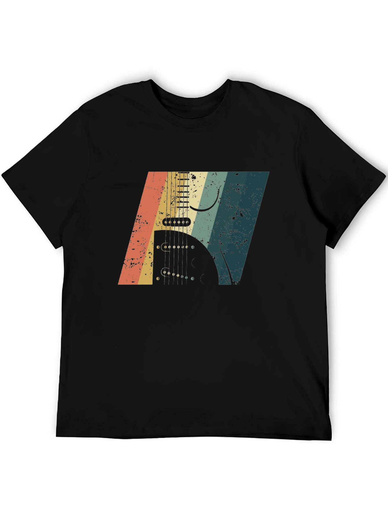 Retro Guitar Graphic Black T-Shirt