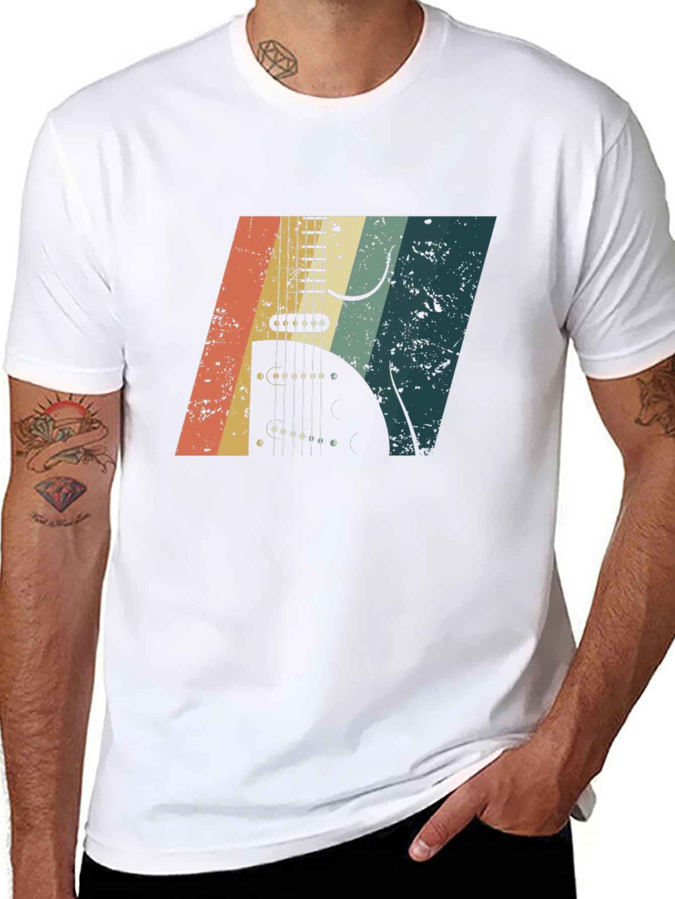 Retro Guitar Graphic Black T-Shirt