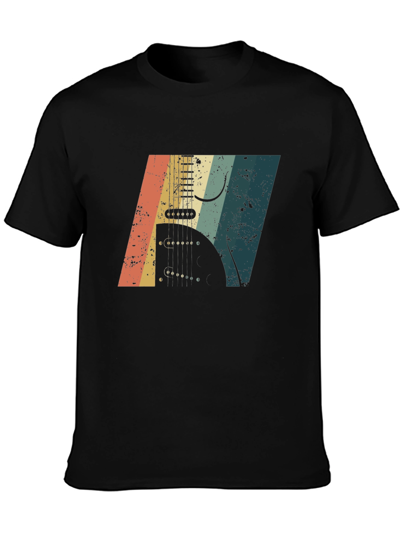 Retro Guitar Graphic Black T-Shirt