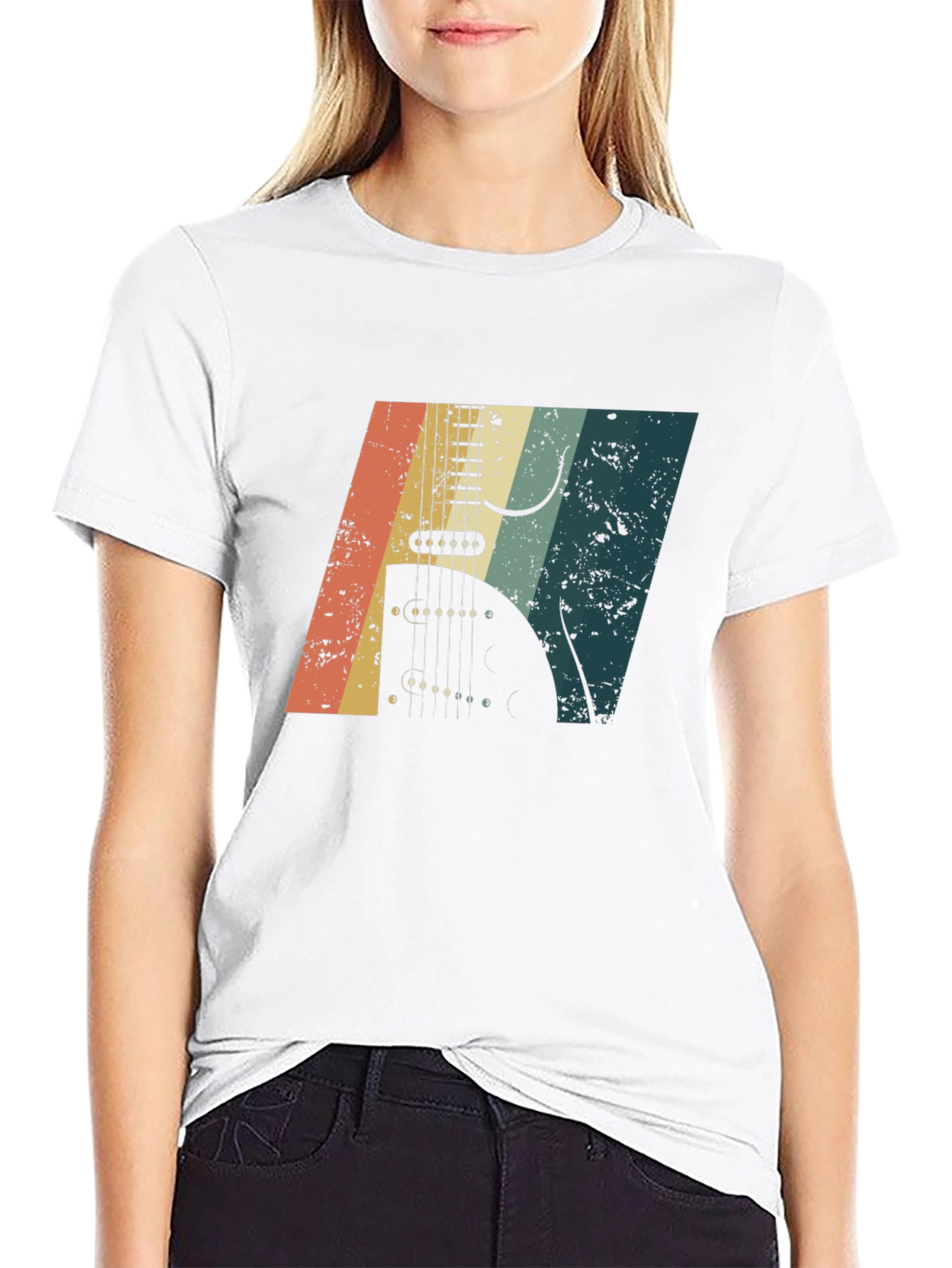 Retro Guitar Graphic Black T-Shirt