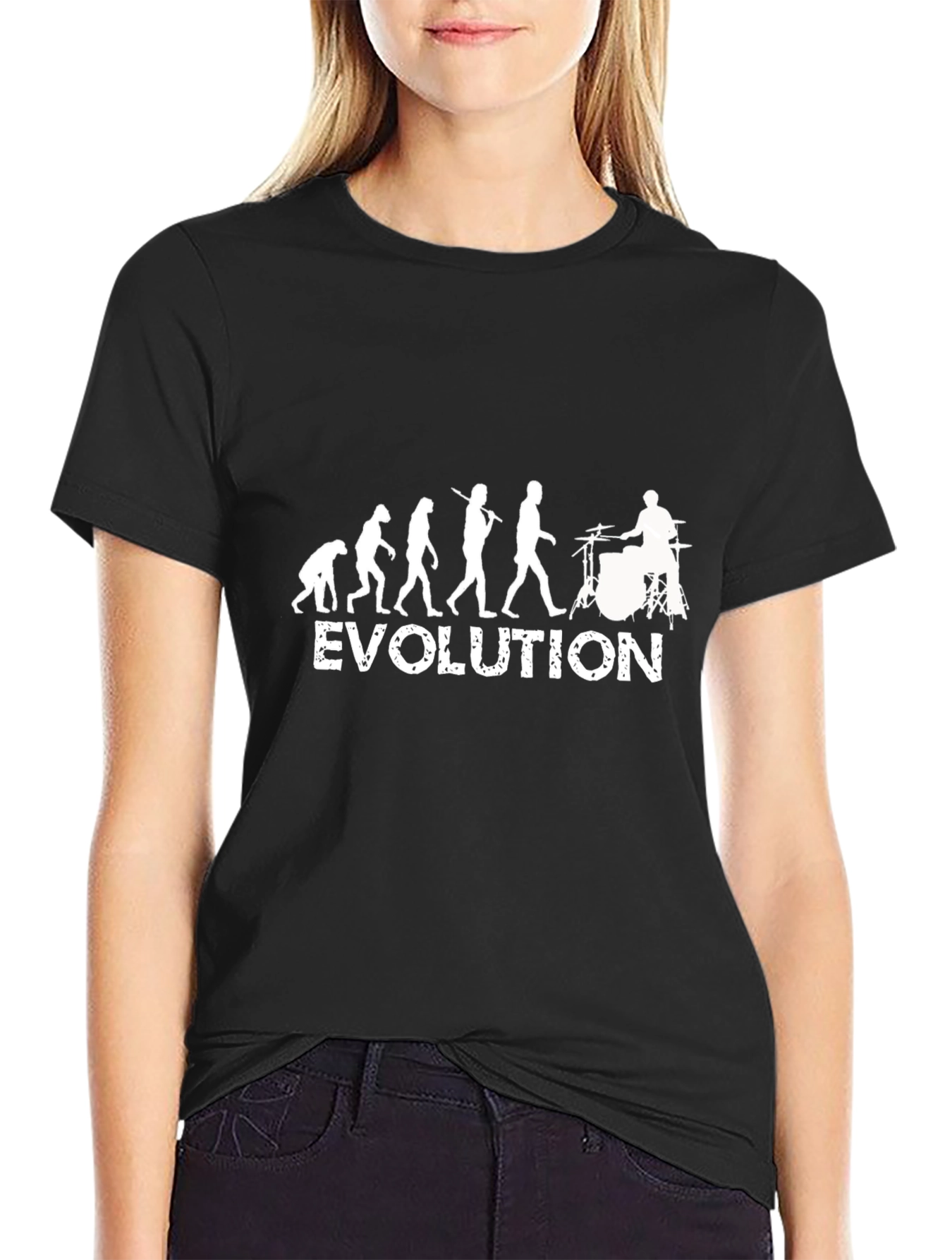 Evolution Drummer T-Shirt - Black Crew Neck