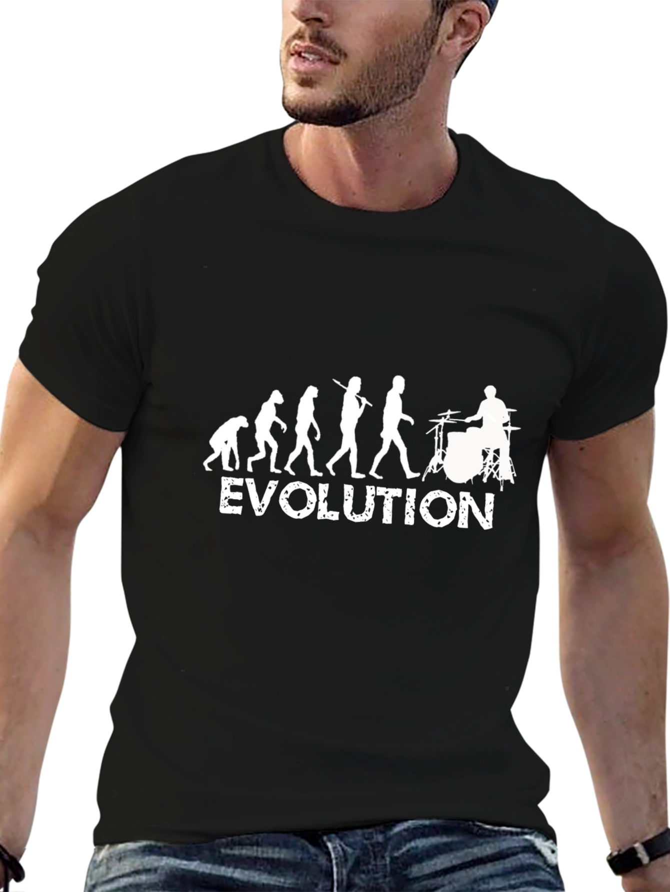 Evolution Drummer T-Shirt - Black Crew Neck
