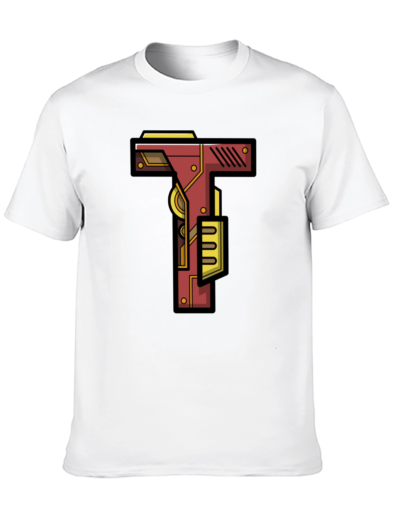 Steampunk Letter T Graphic Tee - Black Cotton Blend
