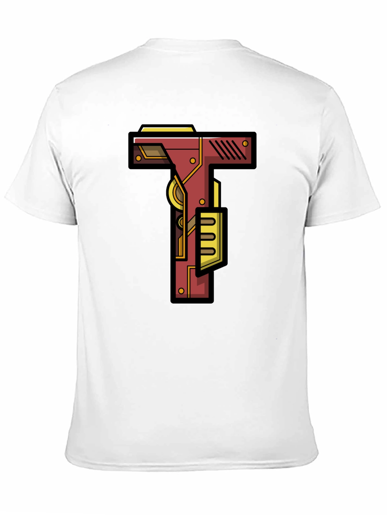 Steampunk Letter T Graphic Tee - Black Cotton Blend