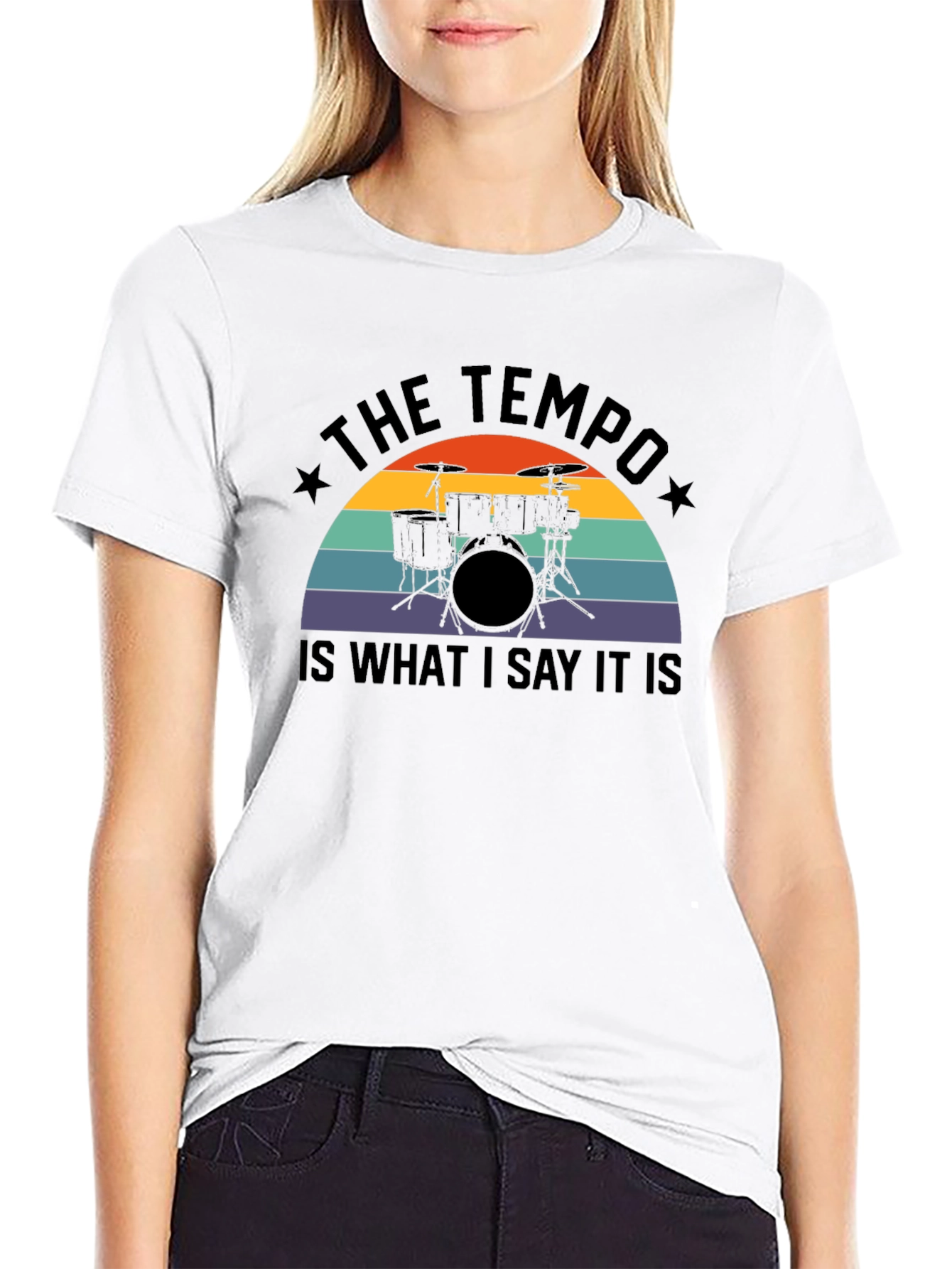 Tempo Drummer Graphic Tee - Black Cotton Blend