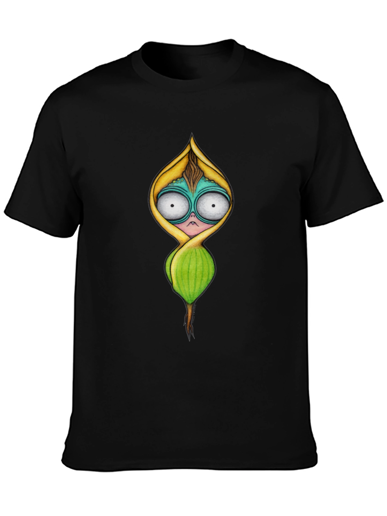 Unique Cartoon Character Black T-Shirt