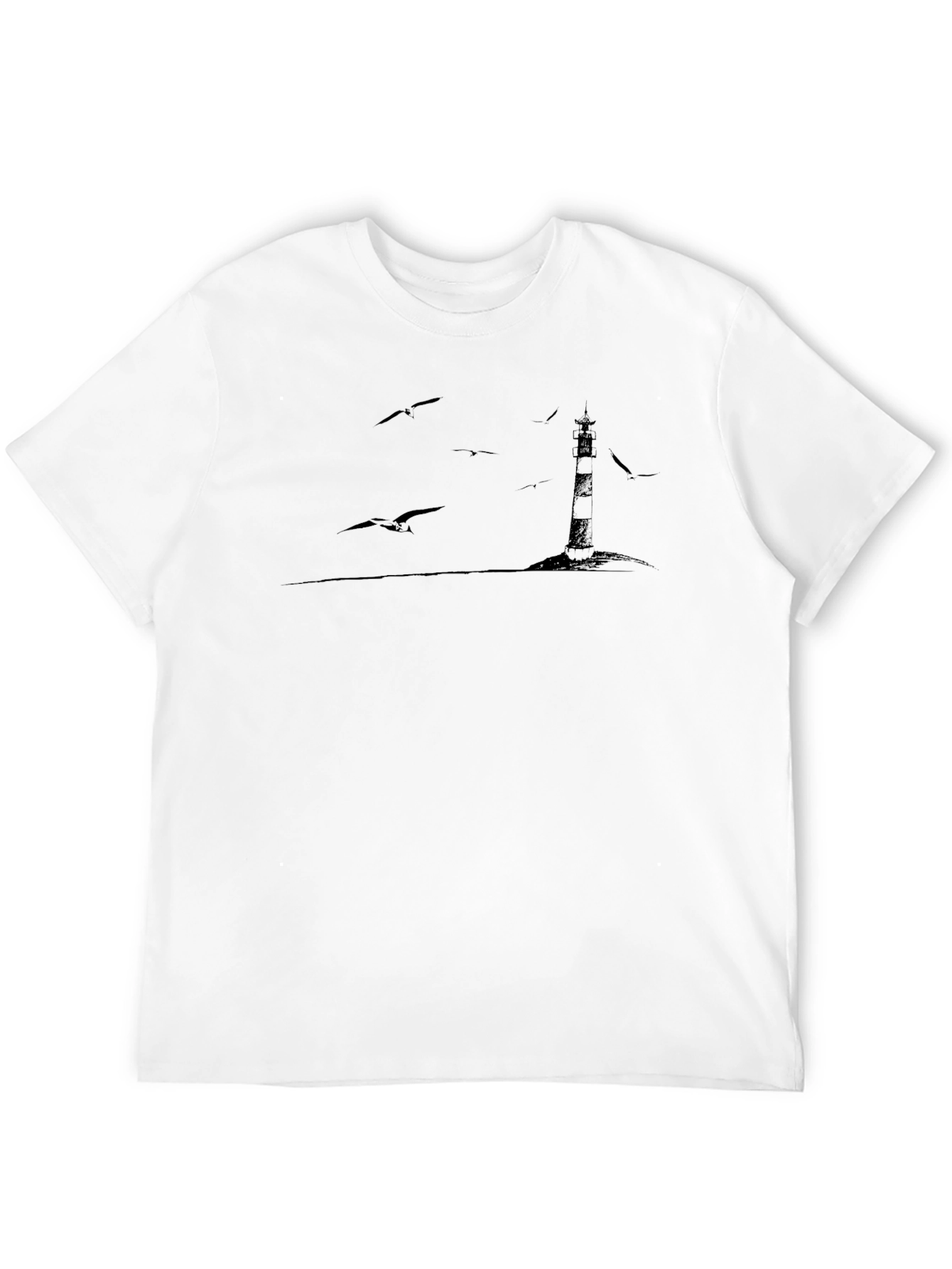 Mens Black Lighthouse Graphic Tee