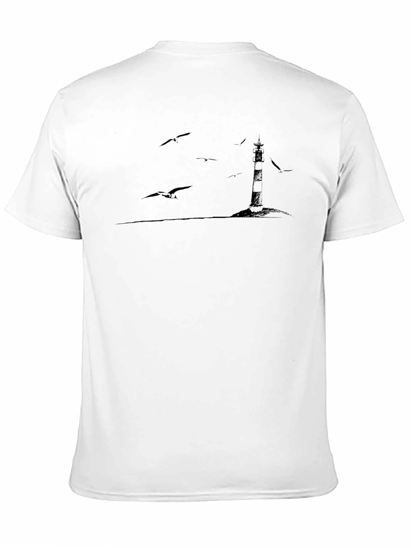 Mens Black Lighthouse Graphic Tee