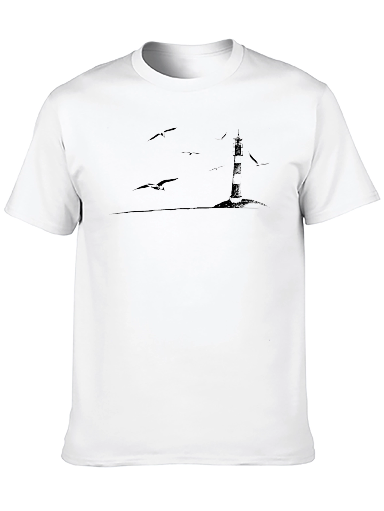 Mens Black Lighthouse Graphic Tee