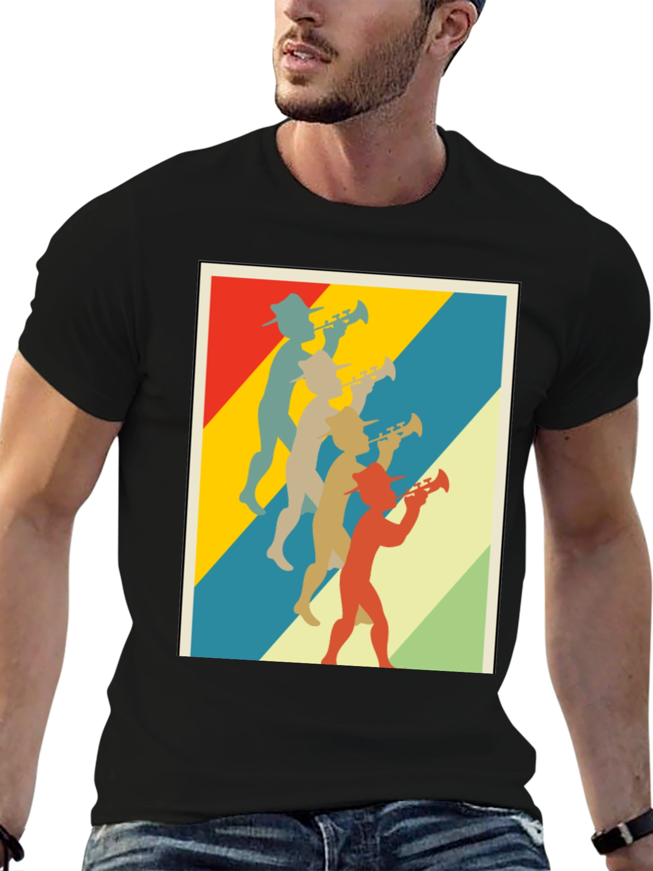 Retro Trumpet Player Graphic T-Shirt