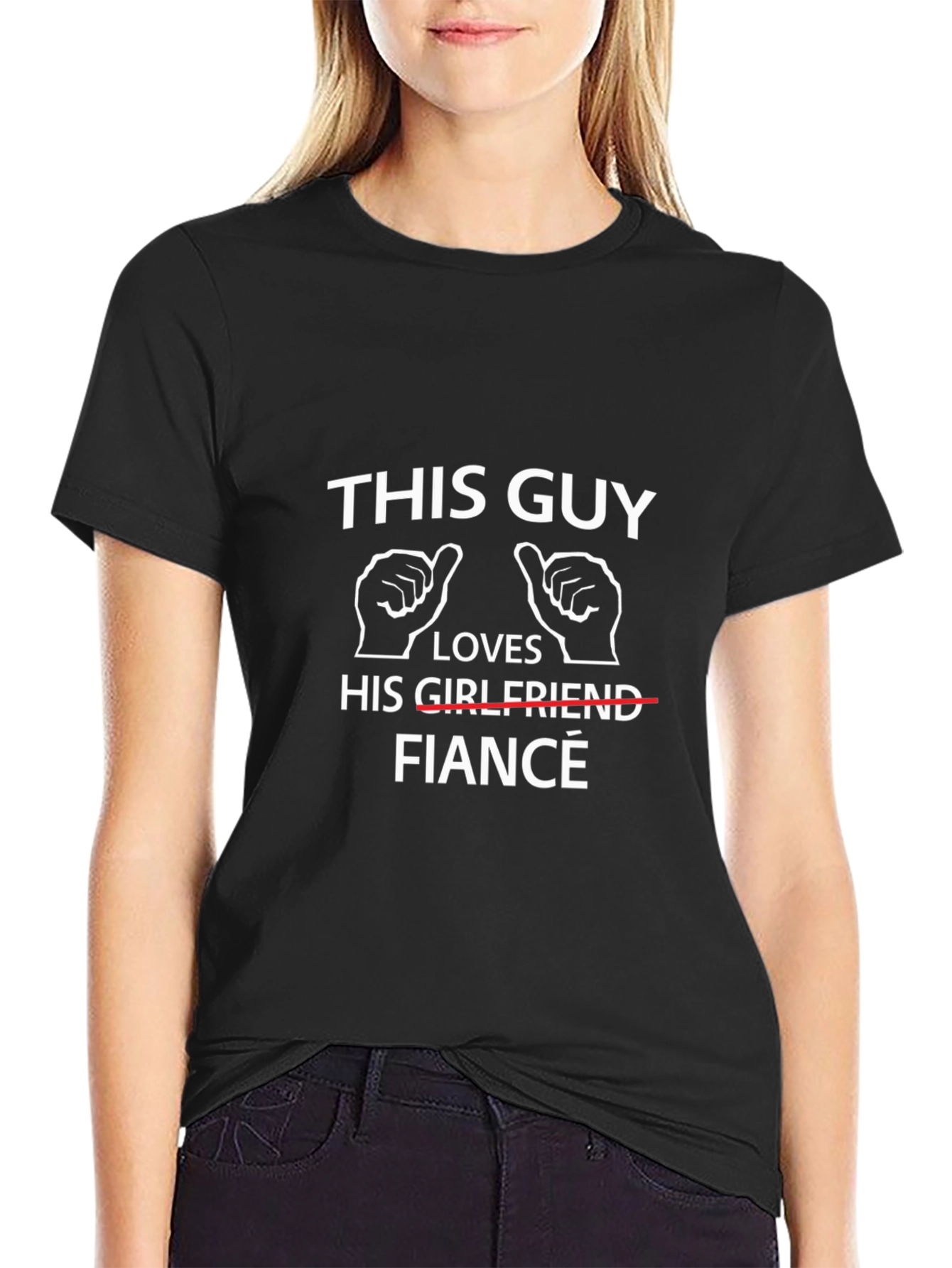 This Guy Loves His Fiancée - Black T-Shirt