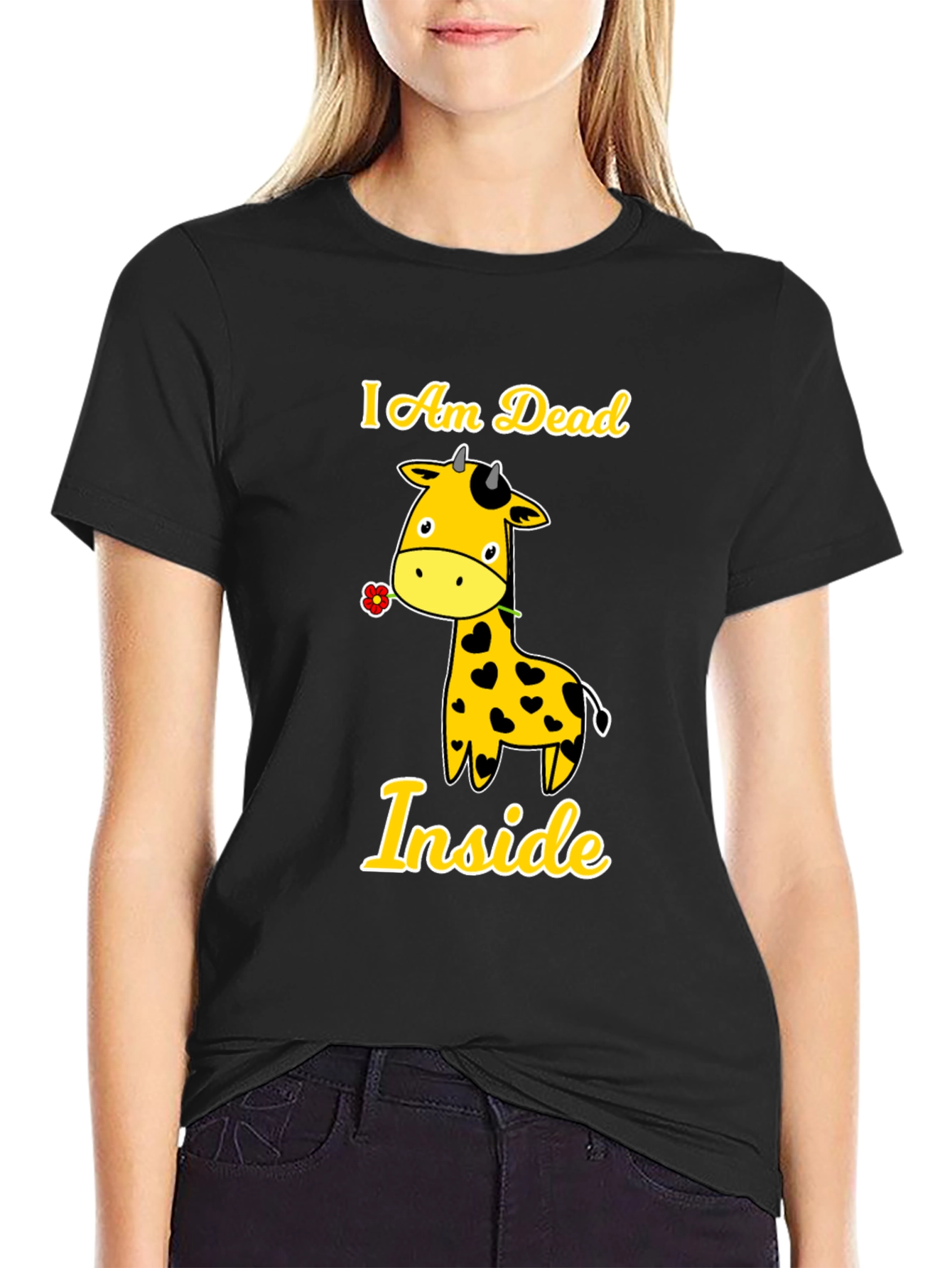 I Am Dead Inside Giraffe Graphic Tee - Black