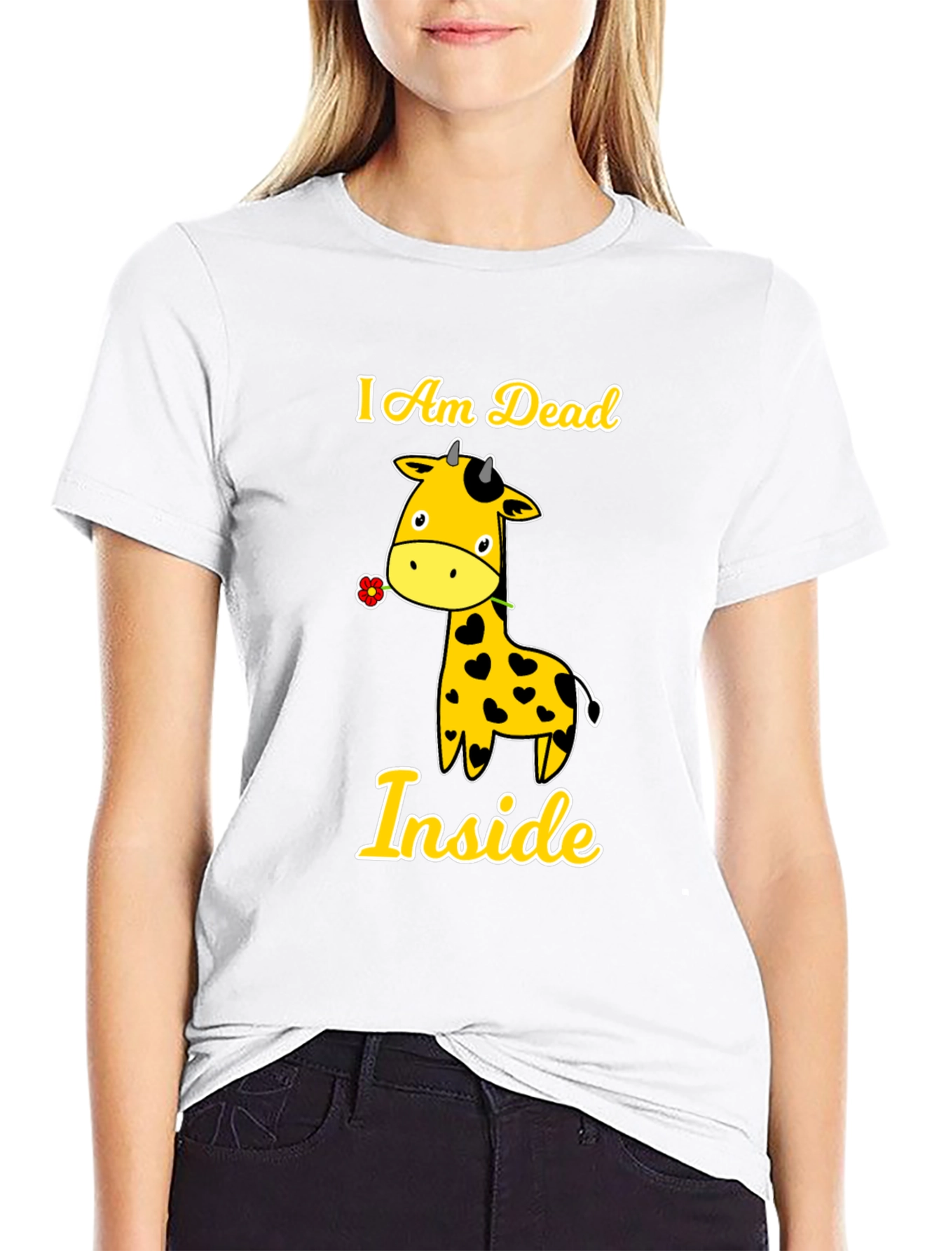 I Am Dead Inside Giraffe Graphic Tee - Black